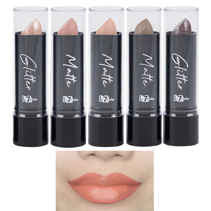 10 Pc Nude Matte Lipstick Assorted Color Shimmer Glitter Cosmetics Makeup 0.12oz