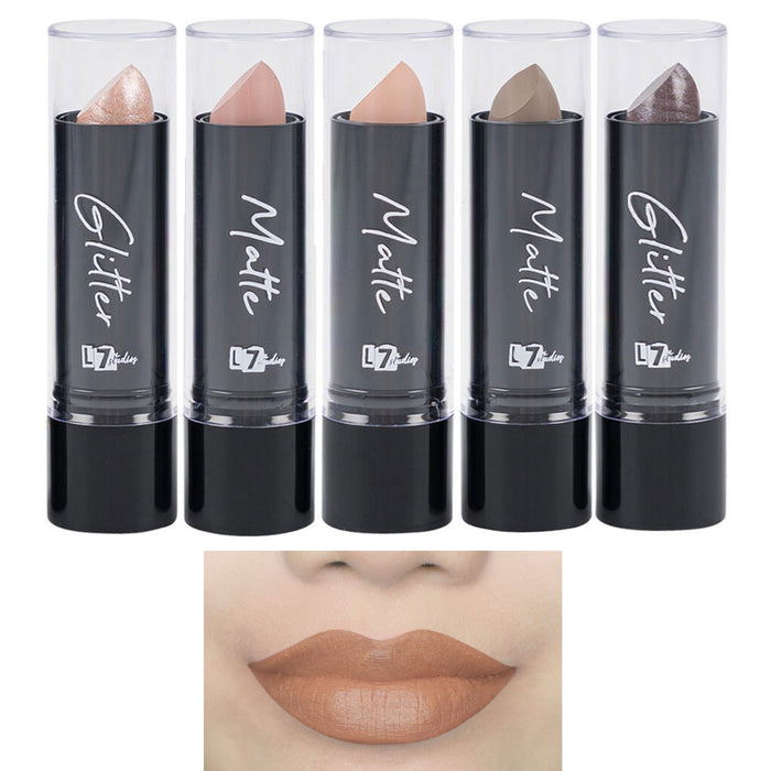 10 Pc Nude Matte Lipstick Assorted Color Shimmer Glitter Cosmetics Makeup 0.12oz