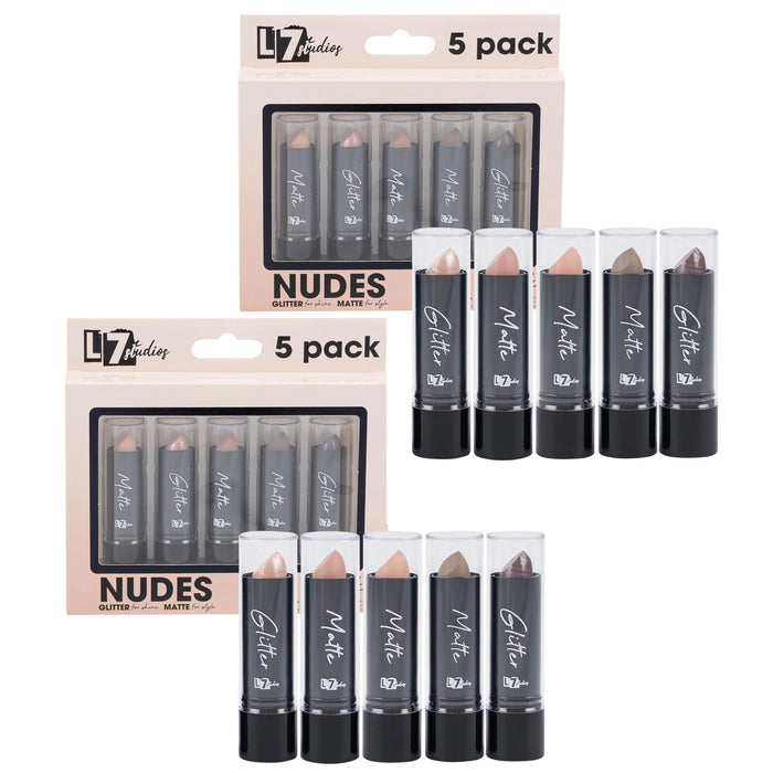 10 Pc Nude Matte Lipstick Assorted Color Shimmer Glitter Cosmetics Makeup 0.12oz