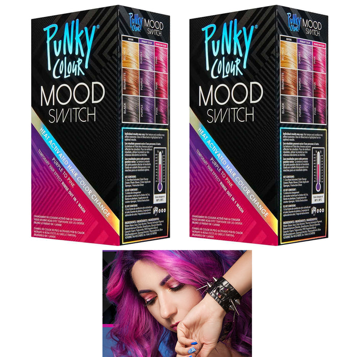 2 Pks Color Change Hair Dye Punky Colour Mood Switch Purple to Pink Temporary
