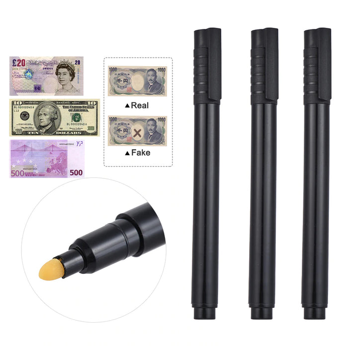 3 Smart Money Counterfeit Detector Tester Marker Pen Use On Fake Bills Checker !