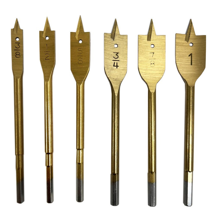 6 Spade Drill Bit Set Paddle Flat Bits Hole Cutter Titanium Coating Woodworking