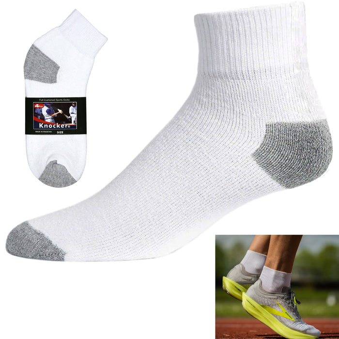 4 Pairs Mens Classic Ankle Socks Athletic Sports Running Crew Cotton Socks 10-13