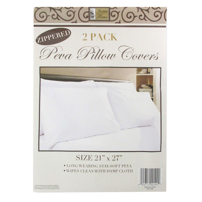 2 White Hotel Pillow Plastic Cover Case Waterproof Zipper Protector Bed 21 X 27