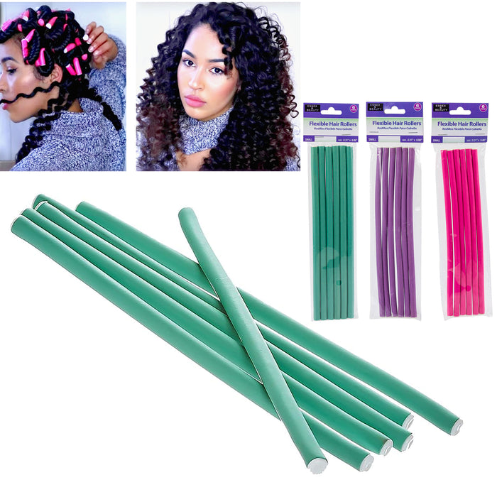 48 Pc Bendy Hair Rollers Flexi Perm Rods Long Slim Curlers Foam Salon Curls Small