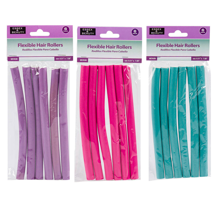 48 Hair Rollers Flexible Curlers Spiral Curls Waves Twist Foam Flexi Rods Medium