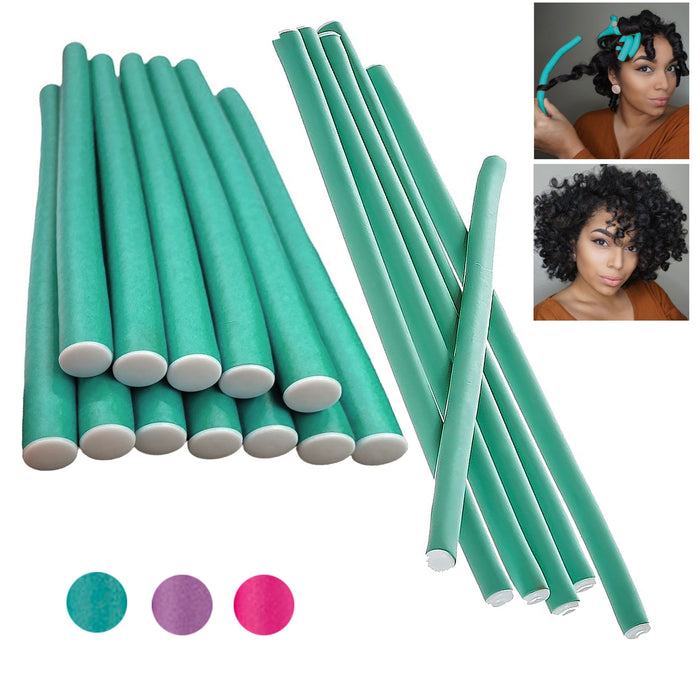 12 Pc Flexi Rods Curl Hair Rollers Perm Curlers Soft Foam Bend Large and Small