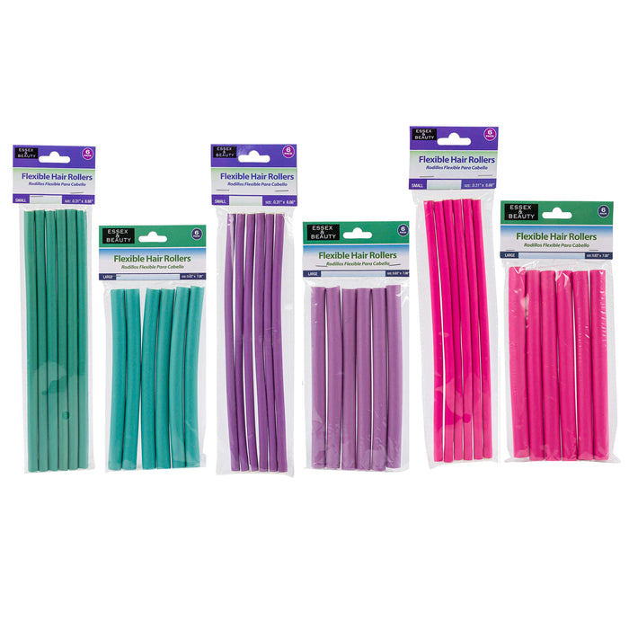 12 Pc Flexi Rods Curl Hair Rollers Perm Curlers Soft Foam Bend Large and Small