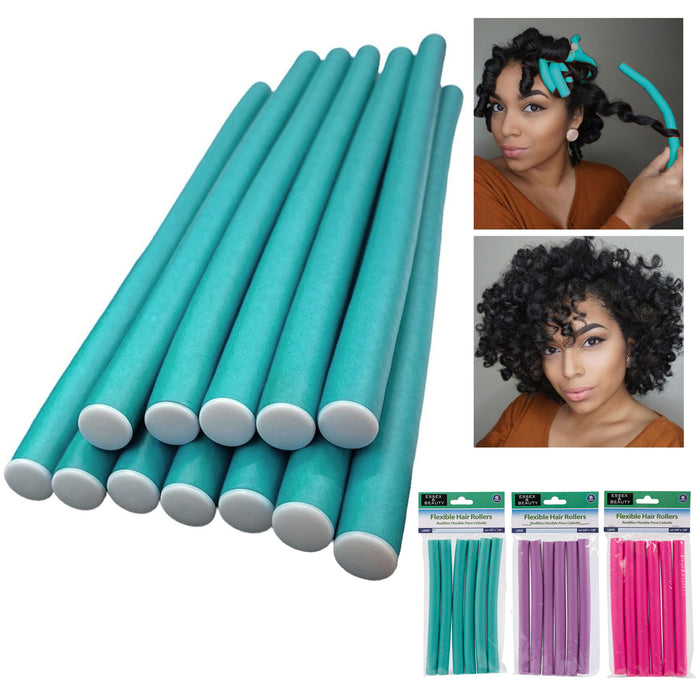 24 Pc Large Foam Flexi Rods Hair Rollers Perm Flexible Curl Salon Curlers Bendy