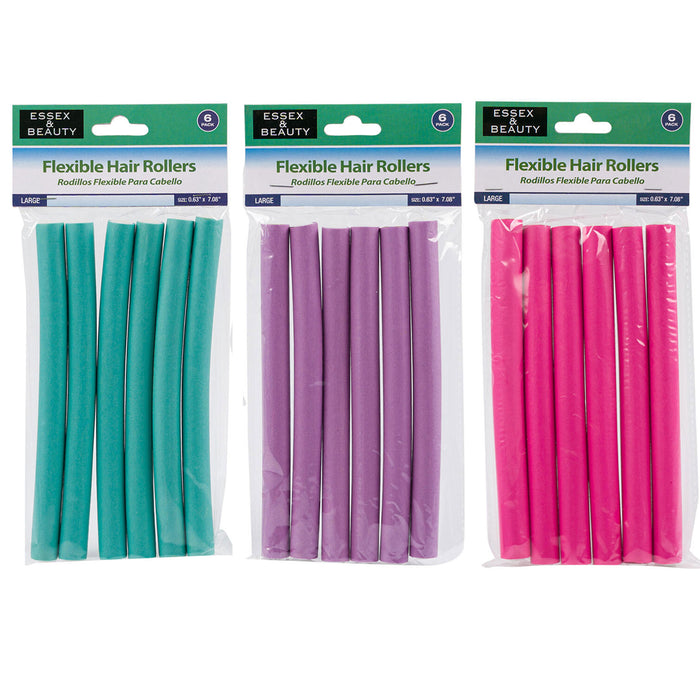 24 Pc Large Foam Flexi Rods Hair Rollers Perm Flexible Curl Salon Curlers Bendy