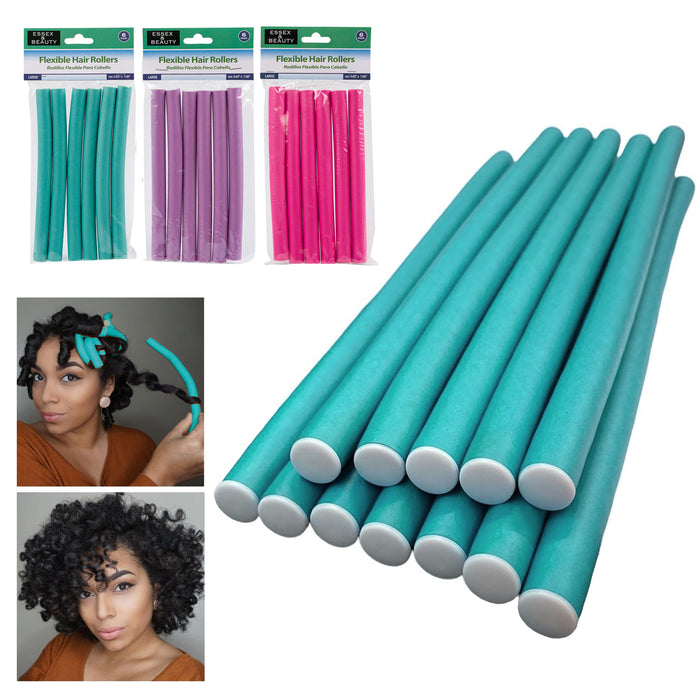 48 Pc Large Hair Rollers Foam Flexi Perm Rods Flexible Salon Curler Bend Curling