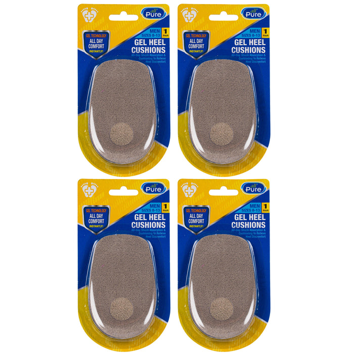 4 Pairs Men's Gel Heel Cushion Massaging Inserts Insole Shoes Comfort Sizes 8-13