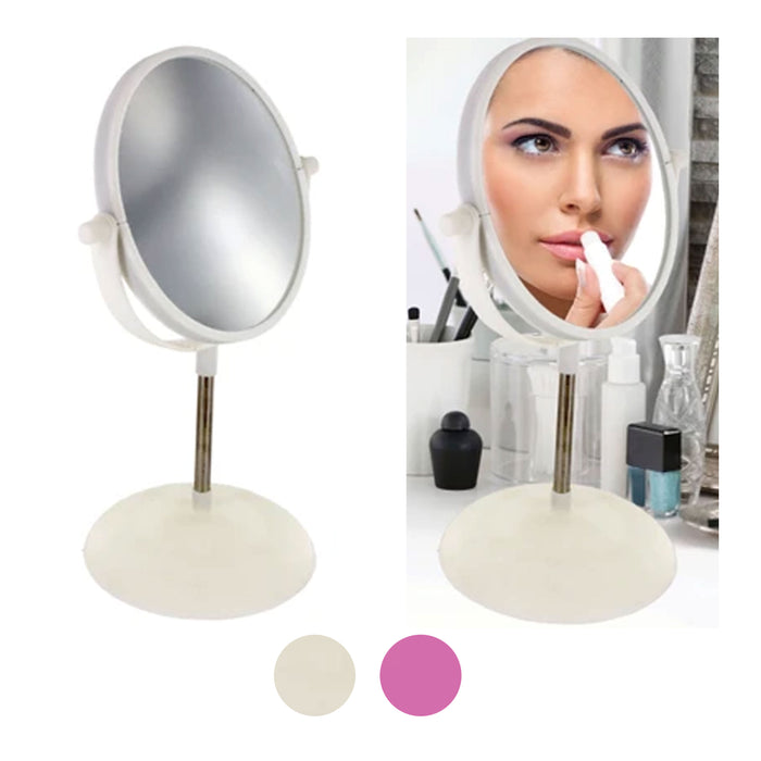 1 Dual Sided Vanity Makeup Mirror Tabletop 5X Magnifying Swivel Round Portable