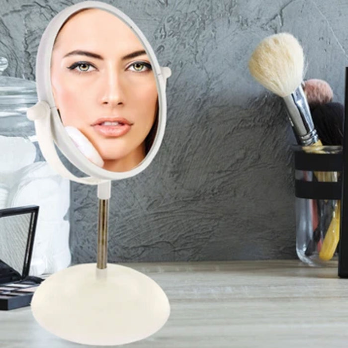 1 Dual Sided Vanity Makeup Mirror Tabletop 5X Magnifying Swivel Round Portable
