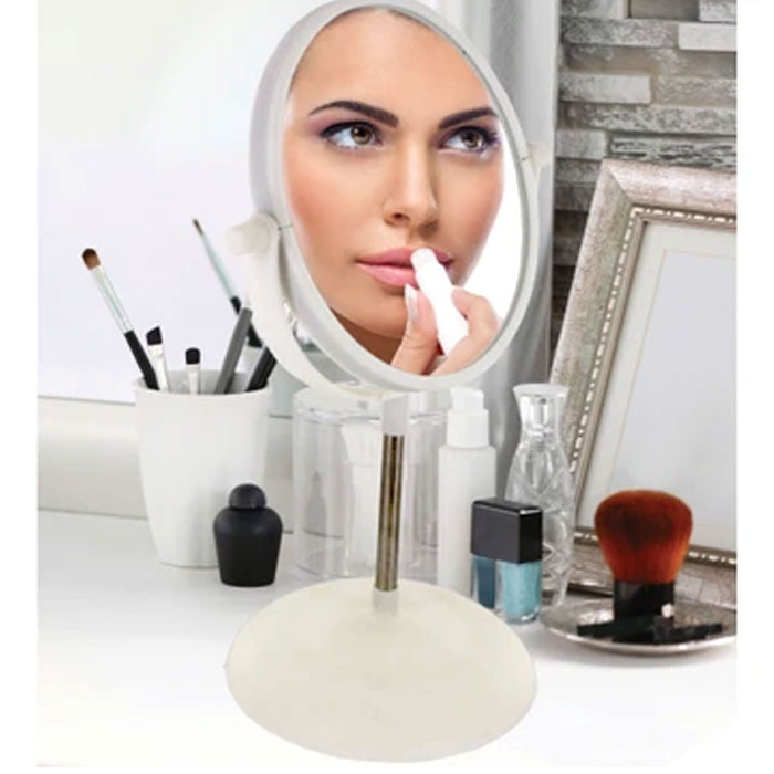 1 Dual Sided Vanity Makeup Mirror Tabletop 5X Magnifying Swivel Round Portable
