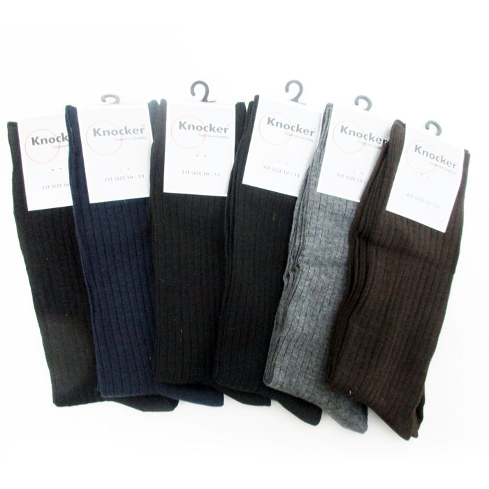 12 Pairs Knocker Men's Dress Socks Casual Fashion Everyday Classic Socks 10-13