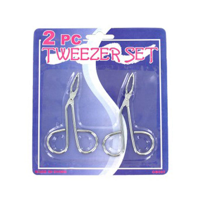 2 Pc Scissor Style Eyebrow Tweezers Set Hair Removal Eye Brow Pluck Makeup Tools