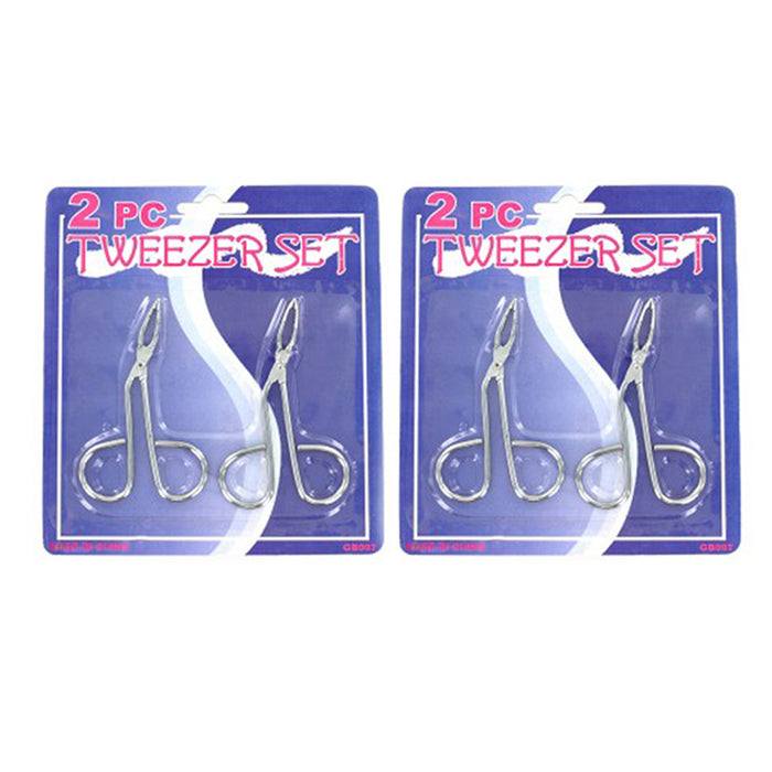 4 Pc Scissor Style Eyebrow Tweezer Set Hair Removal Eye Brow Pluck Makeup Tools