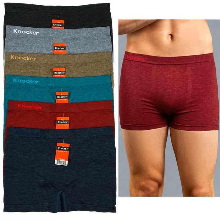 3 Mens Microfiber Boxer Briefs Underwear Seamless Compression Knocker One Size !