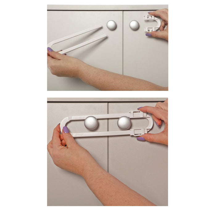 6 PCS Baby Cabinet Glide Lock White Extra Long Sliding Child Safety Baby Proof