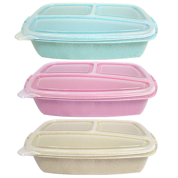 6 Large 3 Compartment Food Storage Containers Heavy Duty Divided BPA Free W/ Lid