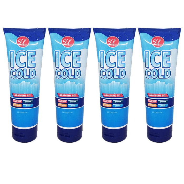 4 Ice Analgesic Gel Tube Pain Relief Menthol Muscle Rub Cream Sore Joints 8 Oz