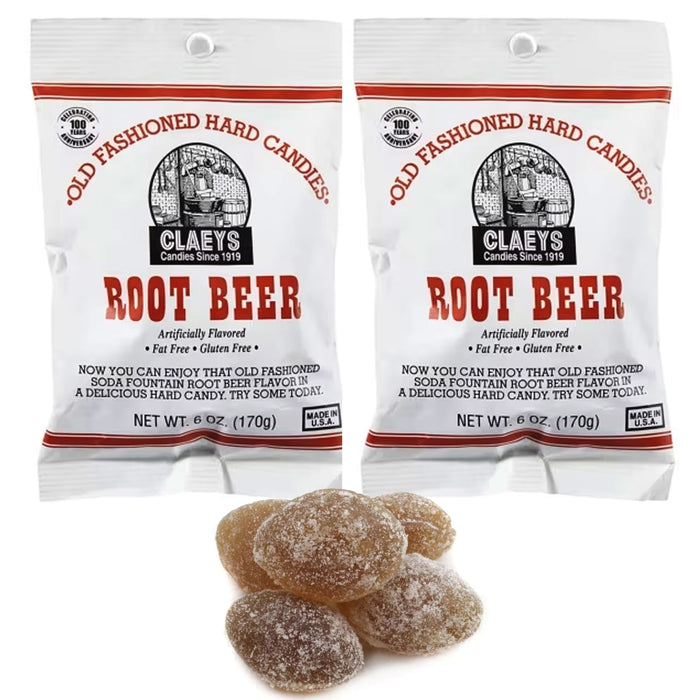 2 Bags Claeys Root Beer Sanded Candy Drops Hard Candies Natural Gluten Free 6oz