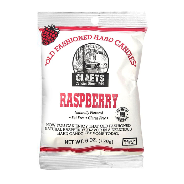 2 Bags Claeys Natural Raspberry Candy Drops Sweet Fruit Flavor Hard Candies 6oz