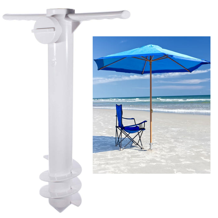 1 X Beach Umbrella Holder Anchor Spiral Stake Sand Sun Shade Stand Fishing Pole