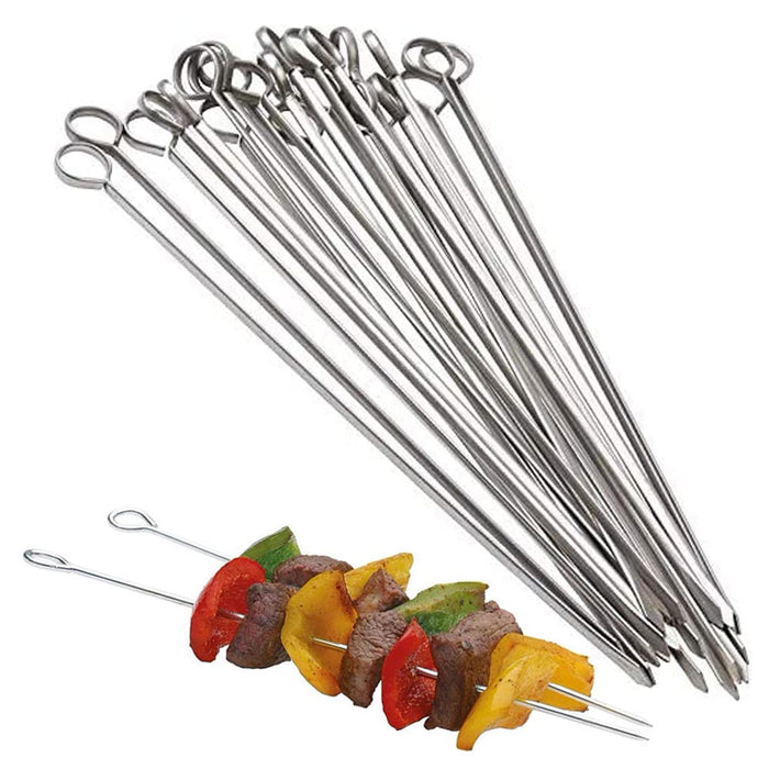 60 Pc Metal Barbecue Skewers Stainless Steel BBQ 9.8"L Grill Cooking Shish Kebab