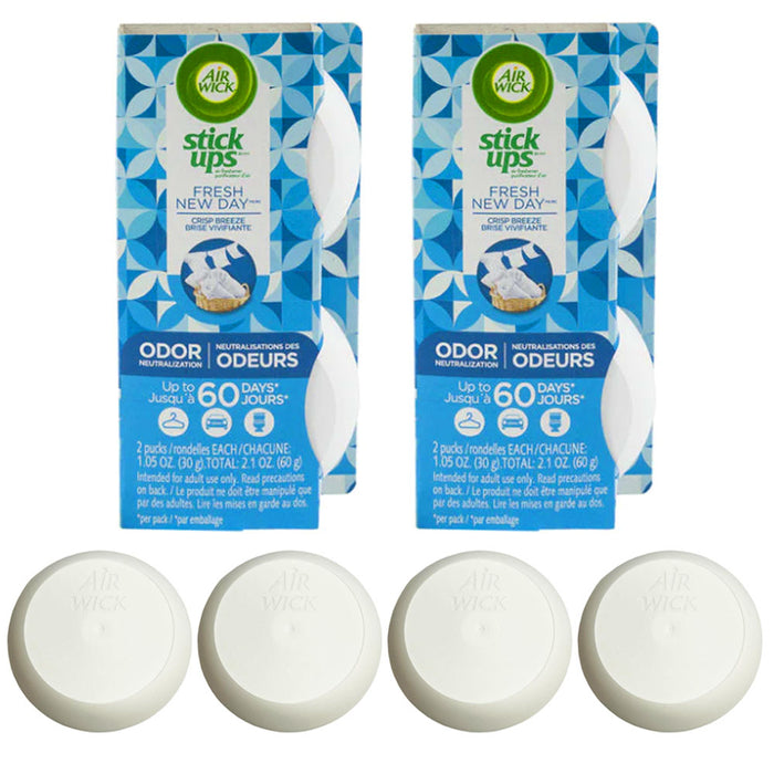 4 Pack Air Wick Stick Ups Air Freshener Aroma Crisp Breeze Scent Odor Eliminator