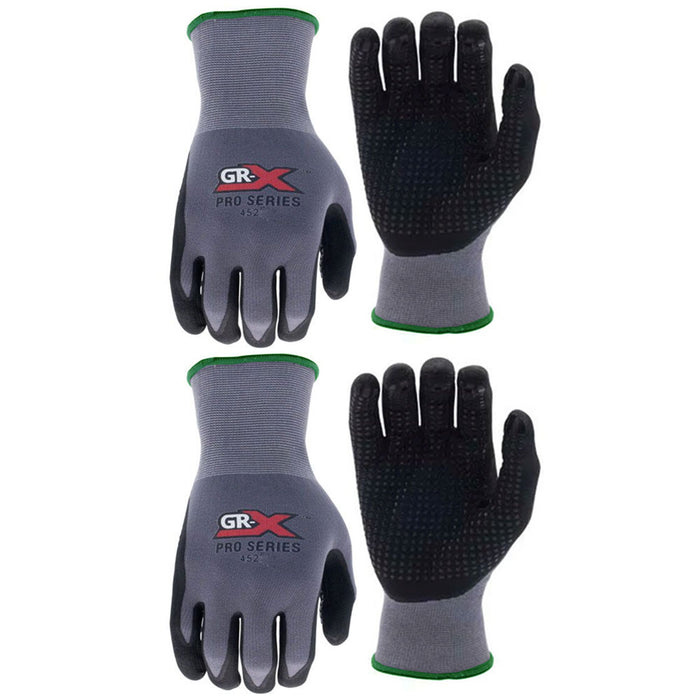 2 Pairs Microfoam Nitrile Coated Palm Work Gloves Safe Seamless Knit Hand Size M
