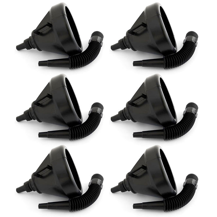 6 PK Car Plastic Funnel Flexible Spout Engine Oil Fluids Gasoline Extension Hose
