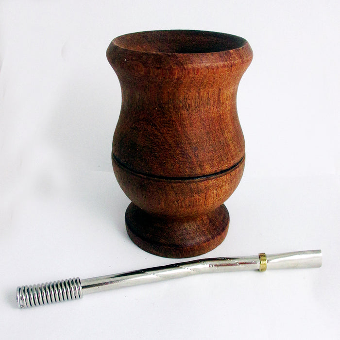 ARGENTINA MATE GOURD CUP ALGARROBO YERBA TEA BOMBILLA DETOX HERBAL DRINK 7740