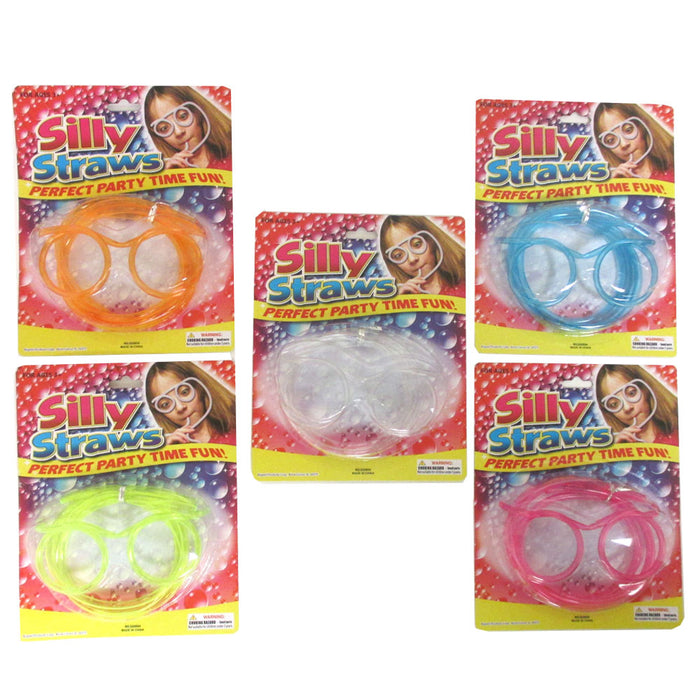 3X Silly Drinking Straw Glasses Kids Novelty Flexible Soft Party Fun Crazy Loops