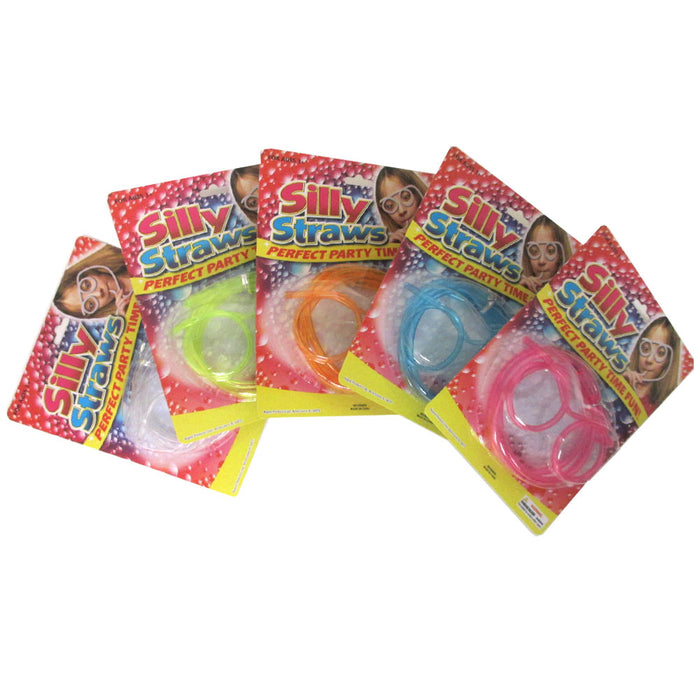 3X Silly Drinking Straw Glasses Kids Novelty Flexible Soft Party Fun Crazy Loops