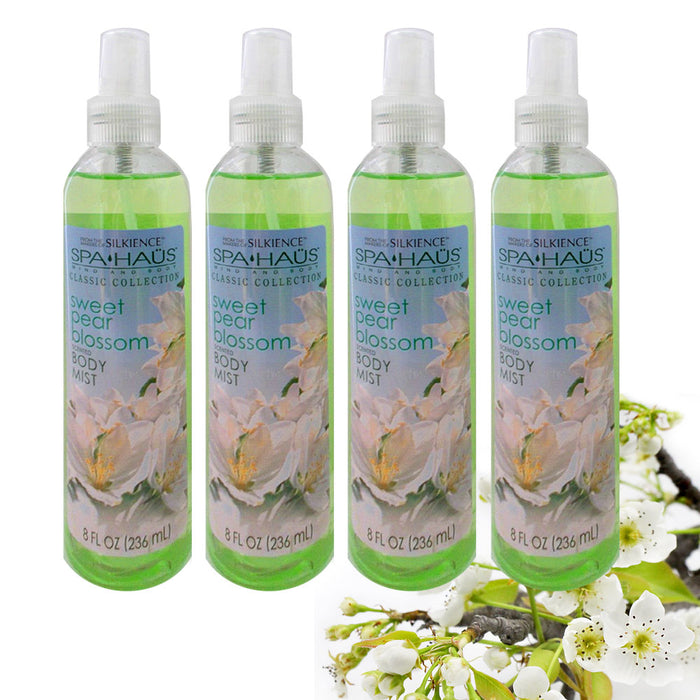 4 Women's Sweet Pear Blossom Spray Mist Body Splash Perfume Bath Fragrance 8oz