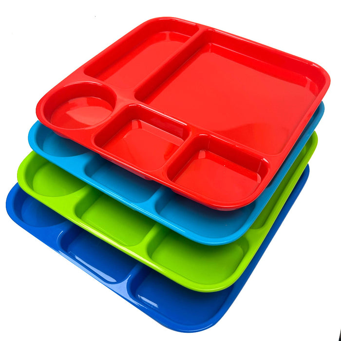 4 Microwave Divided Plates Reusable Unbreakable BPAFree Lunch Tray 5 Compartment