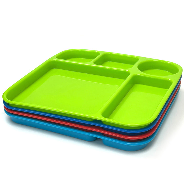 8 Microwave Divided Plates Reusable Unbreakable BPAFree Lunch Tray 5 Compartment