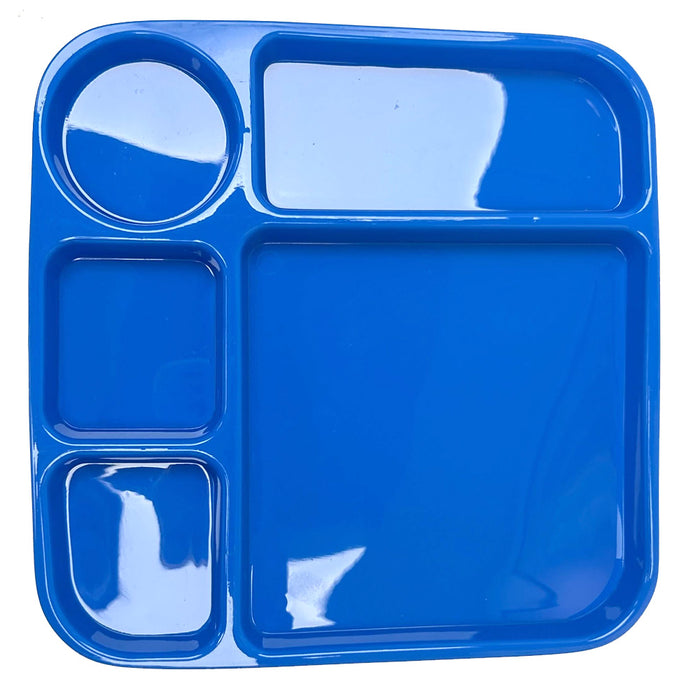 2pk 5 Compartment Divided Plate Durable Sectioned Dinner Tray Meal Snack BpaFree