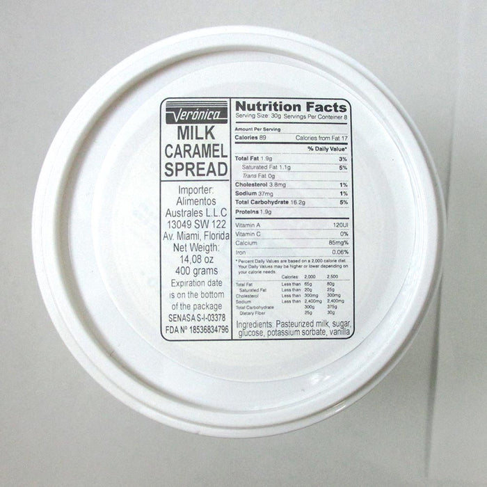 1 Dulce De Leche Veronica Jar 400gr 14ozMilk Caramel Spread Arequipe Cajeta Bake