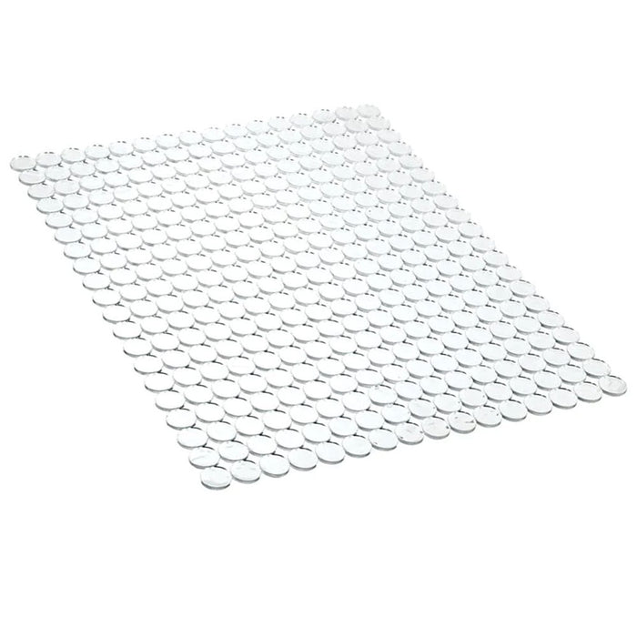 2 Pc Kitchen Sink Mat Clear Decorative Dish Protector Pad Circle Design 16"x12"