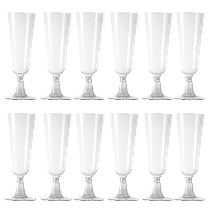 12Pc Wedding Plastic Wine Clear Champagne Flutes Disposable Glasses Cups 4.7oz