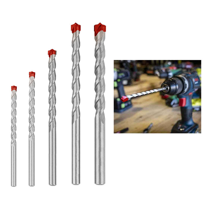 5 Pc Masonry Drill Bit Set 5/32" 3/16" 1/4" 5/16" 3/8" Heat Treated Carbide Tips