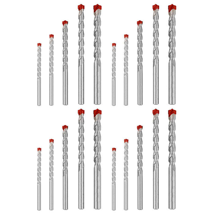 20 Pc Masonry Drill Bit Set Assorted Heat Treated 5/32" 3/16" 1/4" 5/16" 3/8"