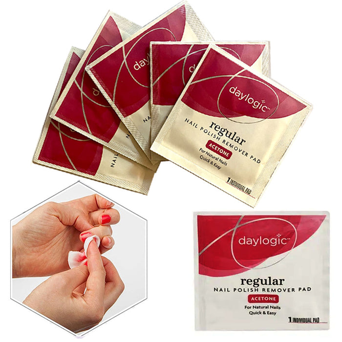 100 Pc Individually Wrapped Acetone Wipes Nail Polish Remover Pads Fingernails