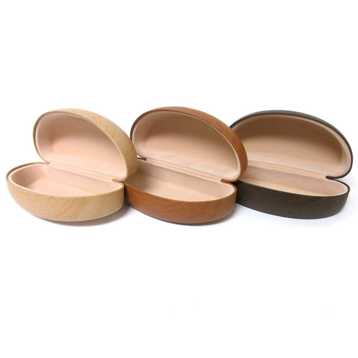 1 Large Hard Sunglasses Case Wooden Design Eye Glasses Portable Wood Clam Shell