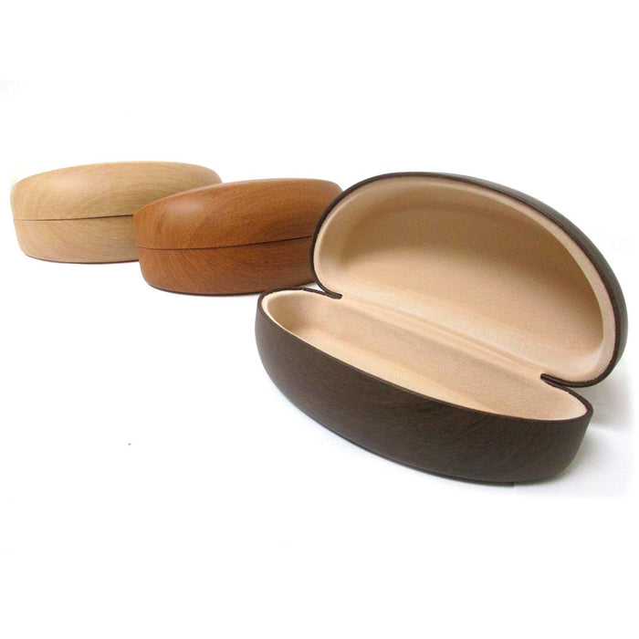1 Large Hard Sunglasses Case Wooden Design Eye Glasses Portable Wood Clam Shell
