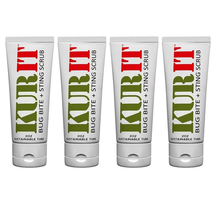 4 Kurit Bug Bite Sting Skin Relief Scrub Gel Chemical Free Natural First Aid 2oz