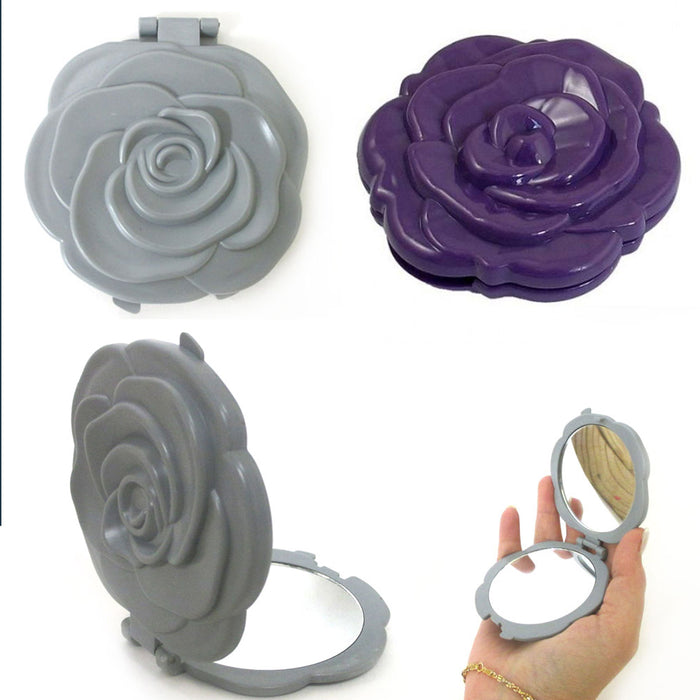 2 Pc Rose Magnifiying Makeup Pocket Small Mirror Portable Women Cosmetic Travel